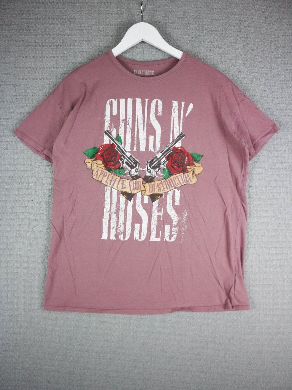 Guns N Roses Light Red Logo Band Tee Size Large
